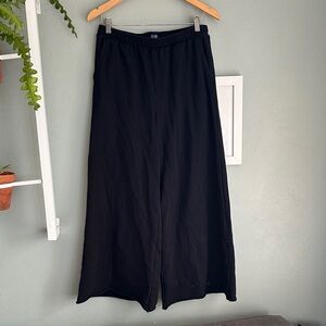 GAP heavyweight terry roll-hem wide leg sweatpants, black, medium